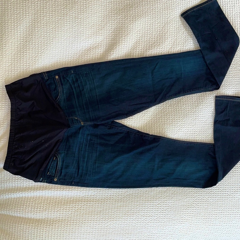 Skinny leg dark wash maternity jeans